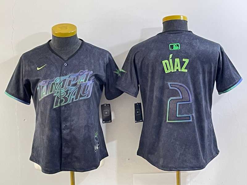 Womens Tampa Bay Rays #2 Yandy Diaz Charcoal 2024 City Connect Limited Cool Base Jersey